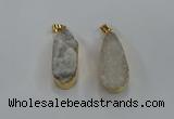 NGP8500 15*33mm - 17*40mm flat teardrop druzy agate pendants