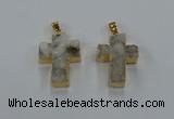 NGP8532 22*30mm - 25*35mm cross druzy agate pendants wholesale