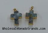 NGP8538 22*30mm - 25*35mm cross druzy agate pendants wholesale