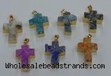 NGP8541 22*30mm - 25*35mm cross druzy agate pendants wholesale