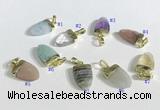 NGP9715 11*16mm arrowhead-shaped  mixed gemstone pendants wholesale
