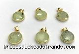 NGP9899 16mm faceted coin prehnite pendant