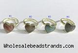 NGR1107 13mm faceted heart  mixed gemstone rings wholesale