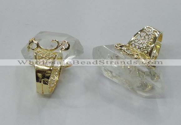 NGR139 18*30mm - 15*40mm faceted nuggets white crystal rings