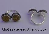 NGR2175 12mm - 14mm coin plated druzy agate rings wholesale