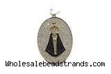 Pend116 27*35mm copper oval pendant pave zirconia gold plated