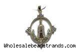 Pend120 35*40mm copper pendant pave zirconia gold plated