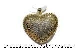 Pend128 28*33mm copper heart pendant pave zirconia gold plated