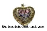 Pend129 28*33mm copper heart pendant pave zirconia gold plated