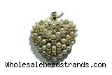 Pend152 33mm copper heart pendant pave shell zirconia gold plated