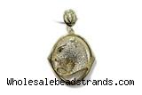 Pend156 25mm copper pendant pave zirconia gold plated