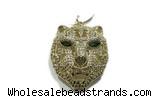 Pend159 28mm copper lion pendant pave zirconia gold plated
