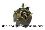 Pend165 27*33mm copper leopard pendant pave zirconia gold plated
