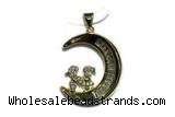 Pend182 20mm copper pendant pave zirconia gold plated