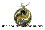 Pend183 20mm copper circle pendant pave zirconia gold plated