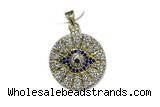 Pend185 20mm copper circle pendant pave zirconia gold plated