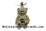 Pend198 20*23mm copper bear pendant pave zirconia gold plated