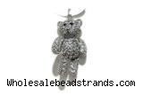 Pend199 20*28mm copper bear pendant pave zirconia silver plated