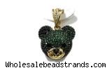 Pend202 16*18mm copper bear pendant pave zirconia gold plated