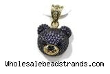 Pend203 16*18mm copper bear pendant pave zirconia gold plated
