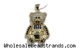 Pend205 20*25mm copper bear pendant pave zirconia gold plated