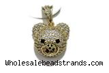 Pend206 17*20mm copper bear pendant pave zirconia gold plated
