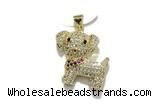 Pend211 20*22mm copper dog pendant pave zirconia gold plated
