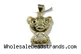 Pend213 15mm copper bear pendant pave zirconia gold plated