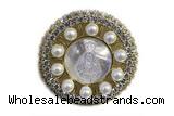 Pend219 40mm copper circle pendant pave zirconia gold plated