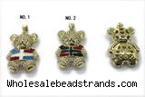 Pend239 18*25mm copper bear pendant pave zirconia gold plated