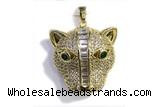 Pend34 30mm copper leopard pendant pave zirconia gold plated