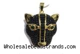 Pend35 30mm copper leopard pendant pave zirconia gold plated