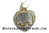 Pend36 15mm copper heart pendant pave shell zirconia gold plated