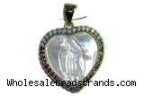 Pend42 19mm copper heart pendant pave shell zirconia gold plated