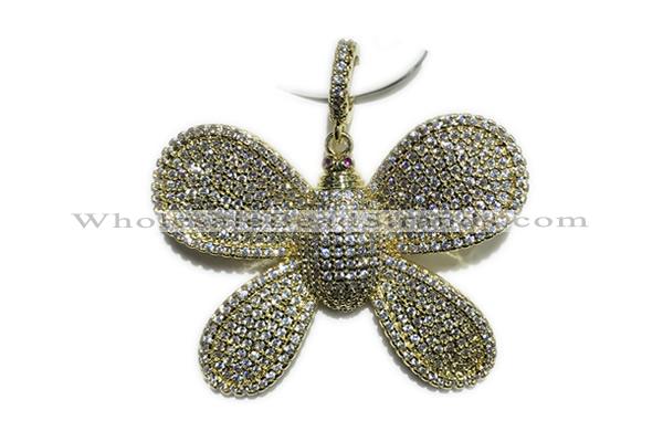 Pend49 30*40mm copper pendant pave zirconia gold plated