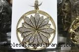 Pend54 43mm copper circle pendant pave zirconia gold plated