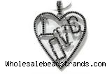 Pend57 35*40mm copper heart pendant silver plated