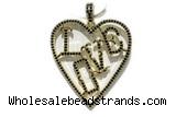 Pend58 35*40mm copper heart pendant gold plated