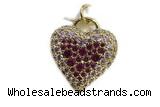 Pend66 17mm copper heart pendant pave zirconia gold plated