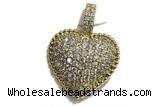 Pend67 20mm copper heart pendant pave zirconia gold plated
