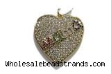 Pend74 26mm copper heart pendant pave zirconia gold plated