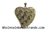 Pend75 30mm copper heart pendant pave zirconia gold plated
