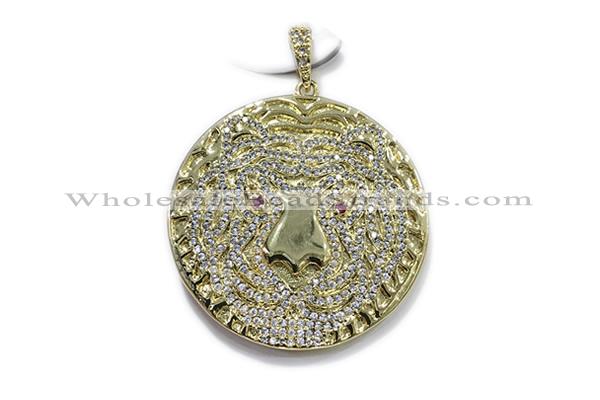 Pend84 35mm copper circle pendant pave zirconia gold plated