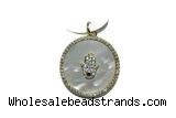 Pend97 23mm copper circle pendant pave zirconia gold plated