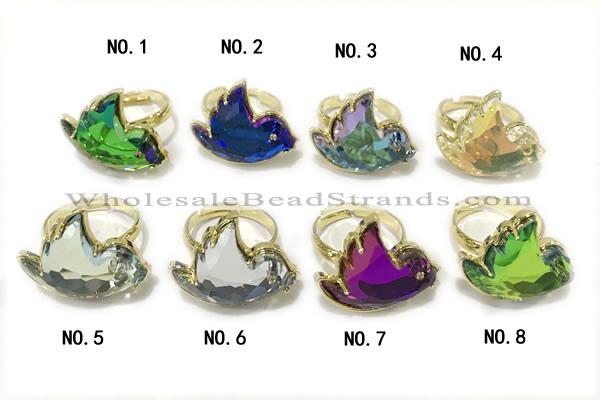 RING02 16*23mm copper pigeon rings pave acrylic zirconia gold plated