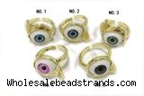 RING04 15*20mm copper evil eye rings gold plated