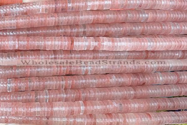 ROND245 15 inches 1.5*6mm heishi cherry quartz gemstone beads