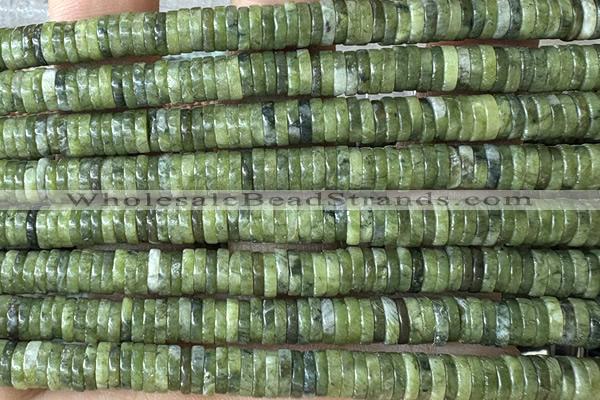 ROND267 15 inches 1.5*6mm heishi jade beads