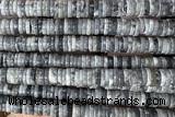 ROND269 15 inches 1.5*6mm heishi grey picture jasper gemstone beads