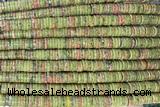 ROND273 15 inches 1.5*6mm heishi unakite gemstone beads